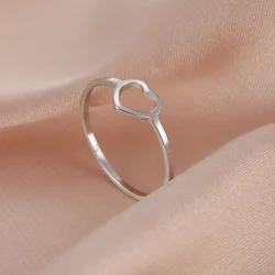 HIPEE Fashion Women Finger Hollow Heart Ring for Female Stainless Steel Love Rings Minimalist Fashion Jewelry Women Wife Gift