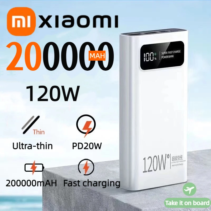 Xiaomi Mijia 120 Вт Power Bank 200000 мАч сверхбольшой емкости Powerbank Super Charge Портативный внешний аккумулятор со светодиодным дисплеем НОВЫЙ Xiaomi Mijia 120 Вт Power Bank 200000 мАч сверхбольшой емкости Powerbank Super Charge Портативный внешний аккумулятор со светодиодным дисплеем НОВЫЙ