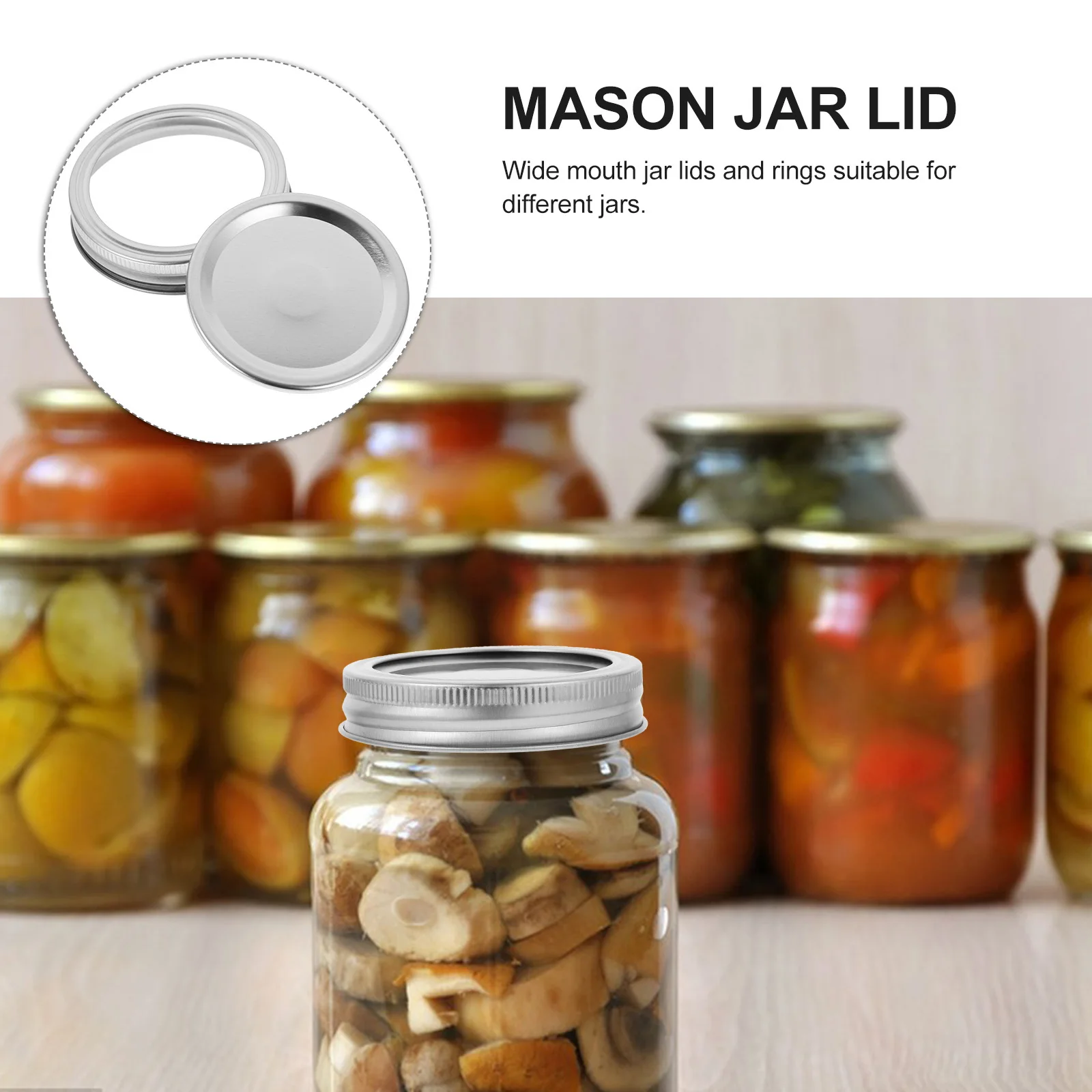 

12Set Wide Mouth Canning Lids and Rings Reliable Sealing Easy Clean Detachable Design for Home Food Preservation