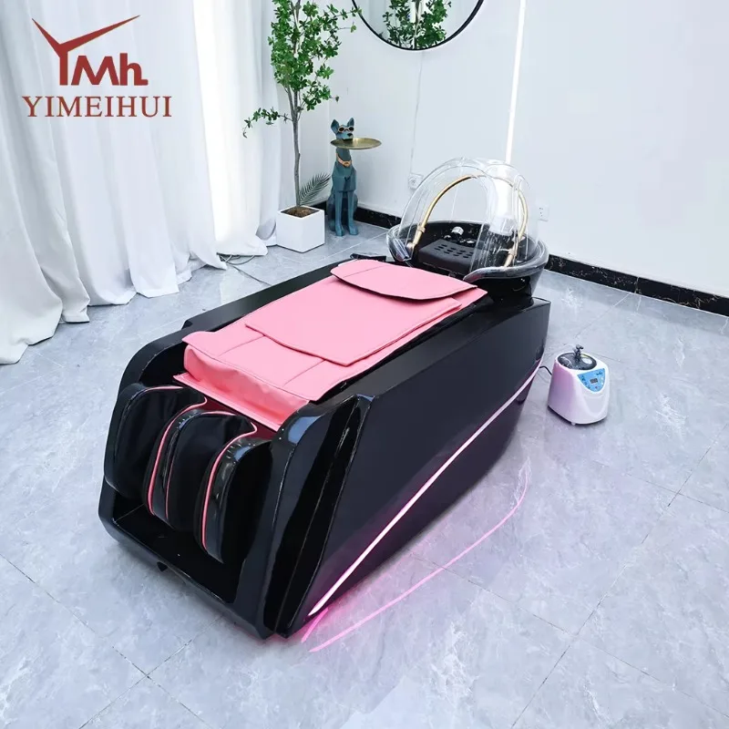 Lay Down Hair Washing Chair Synthetic Leather Head Treatment Electric Massage Shampoo Tables Bed with Water Circulation