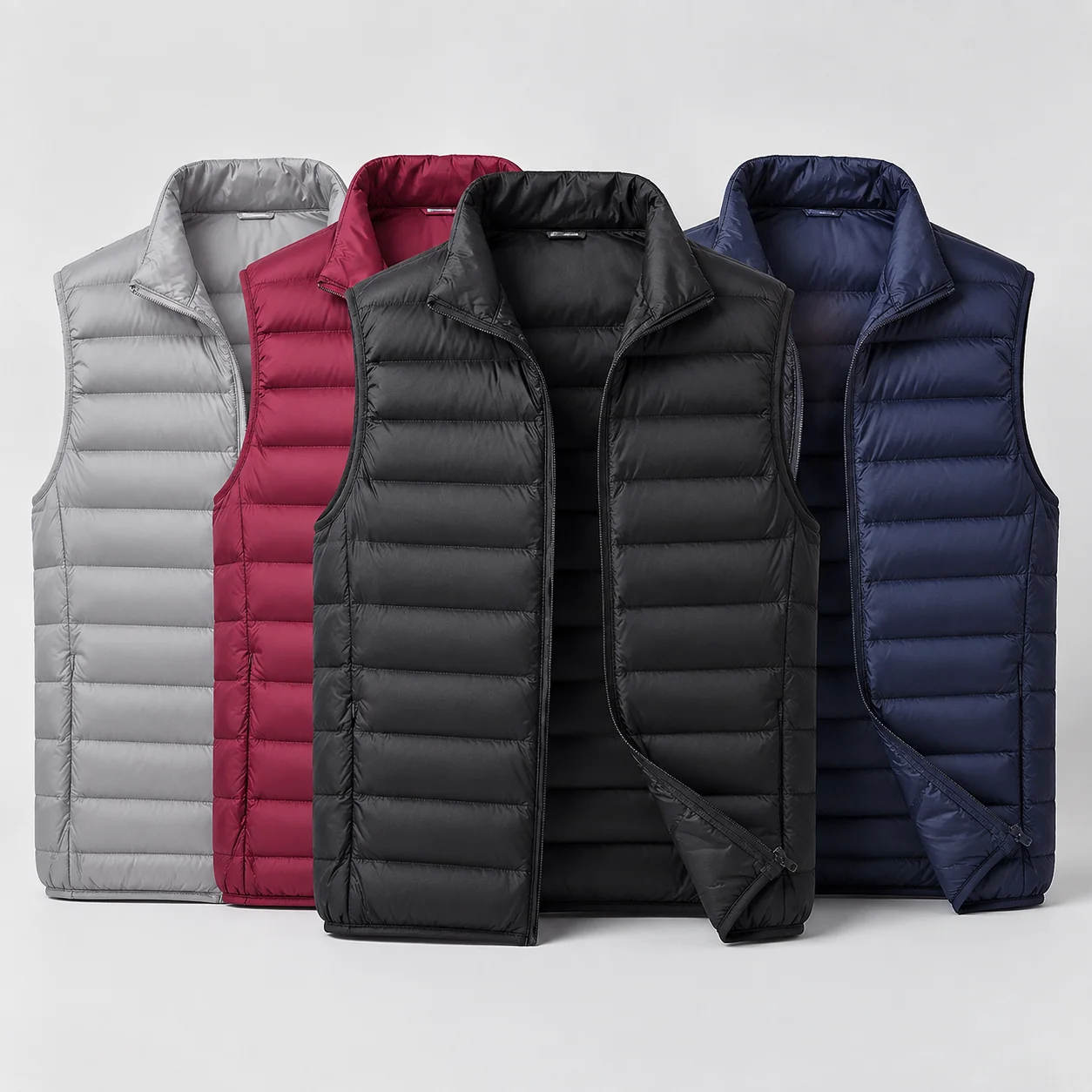 2026 Men's Casual Ultra Light Vest Autumn Winter Warm Cotton Padded Sleeveless Jacket Stand Collar Zip Up Daily Solid Outerwear