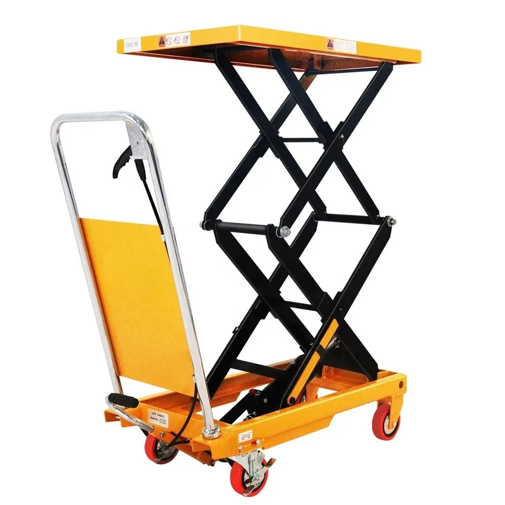 Fotografia 3: Mesa de elevação manual hidráulica, tesoura dupla, ideal para carregamento de armazém, oficina, manuseio de materiais