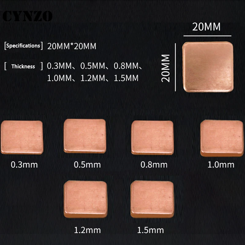 Notebook Copper Heatsink Sheet MOD Computer Motherboard/North South Bridge/Memory/Router Heat Conduction Shim 15*15/20*20mm