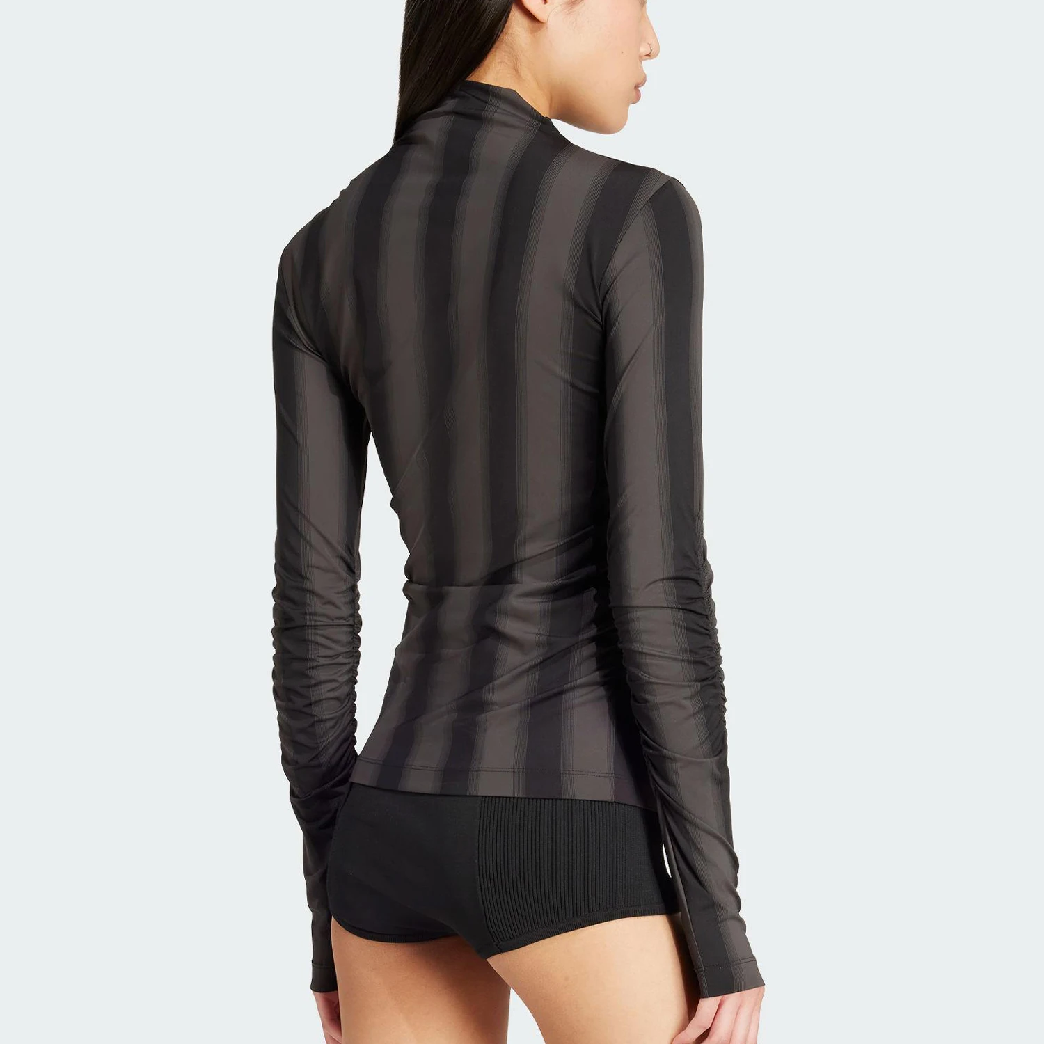 Adidas Authentic Three Leaves Women's Vertical Striped Slim Fit Half High Neck Long Sleeve JW7316