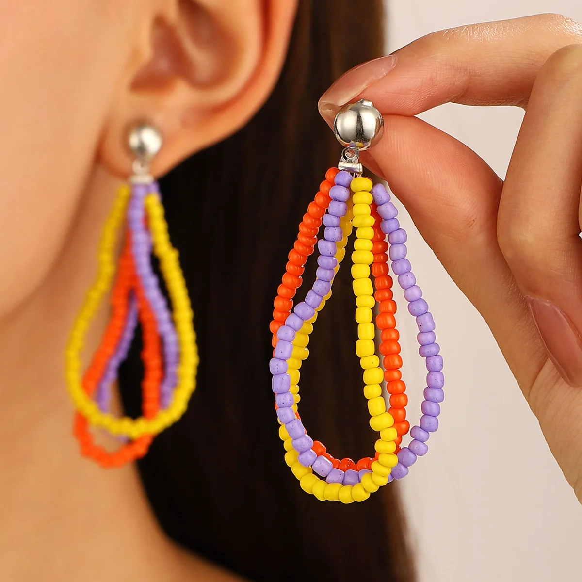 Vintage Fashion Bohemian Colorful Earrings For Women Jewelry 2024 Trending New Women's Colored Beaded Drop Earrings Pendientes