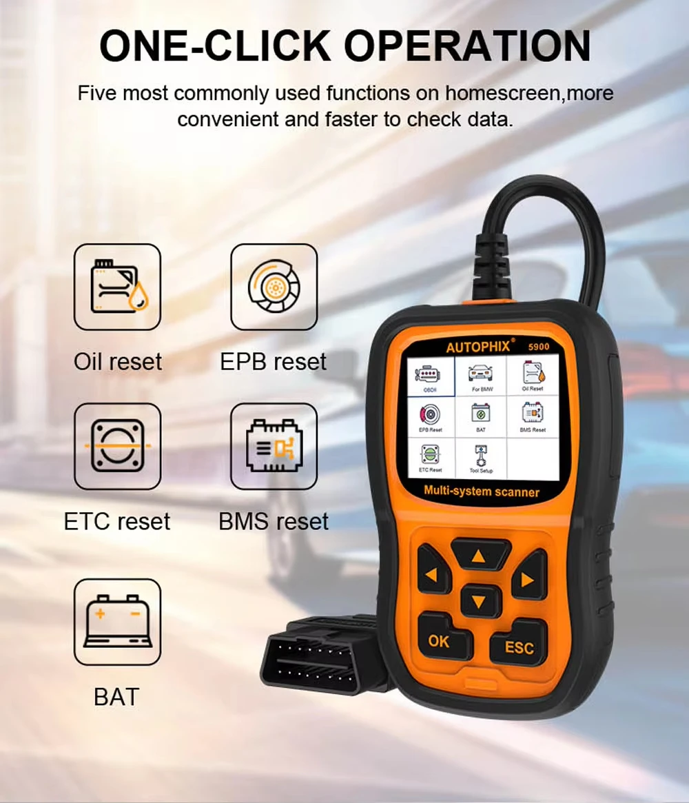 Autophix 5900 OBD2 Scanner Diagnostic Tool z wieloma językami Olej EPB ETC Reset Battery Reset Battery OBDII Tester dla BMW