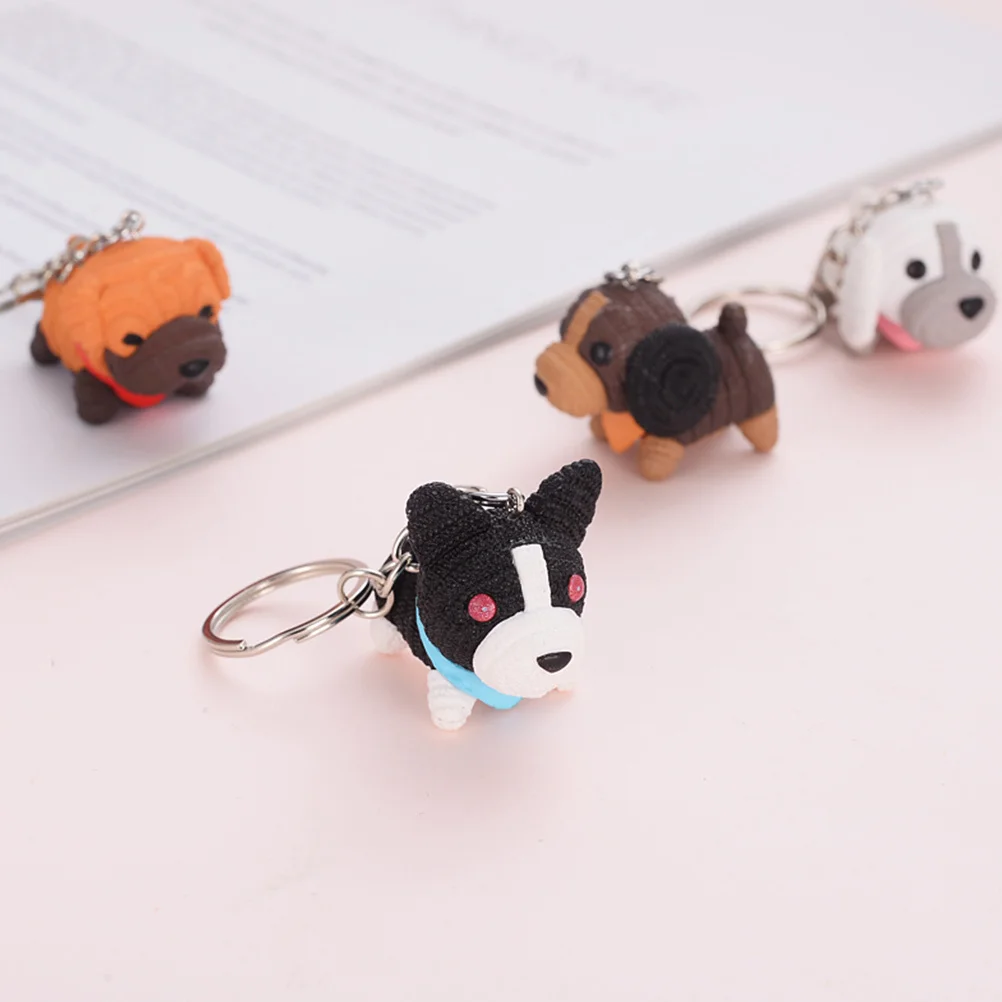 

4Pcs Stylish Dog Shape Key Chains Portable Premium Material Key Rings Cartoon Bag Hanging Pendants DIY Accessories