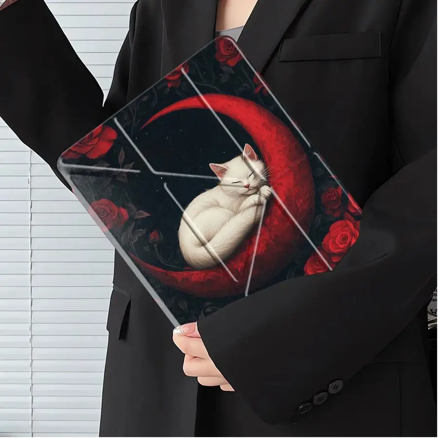 Tablet Case For iPad Pro 2025 Air 4 5 M3 M2 1 2 M4 11inch Mini 6 7 Pro 11th 10th 9th 8th 7th 12.9inch Holder Cover White Kitten