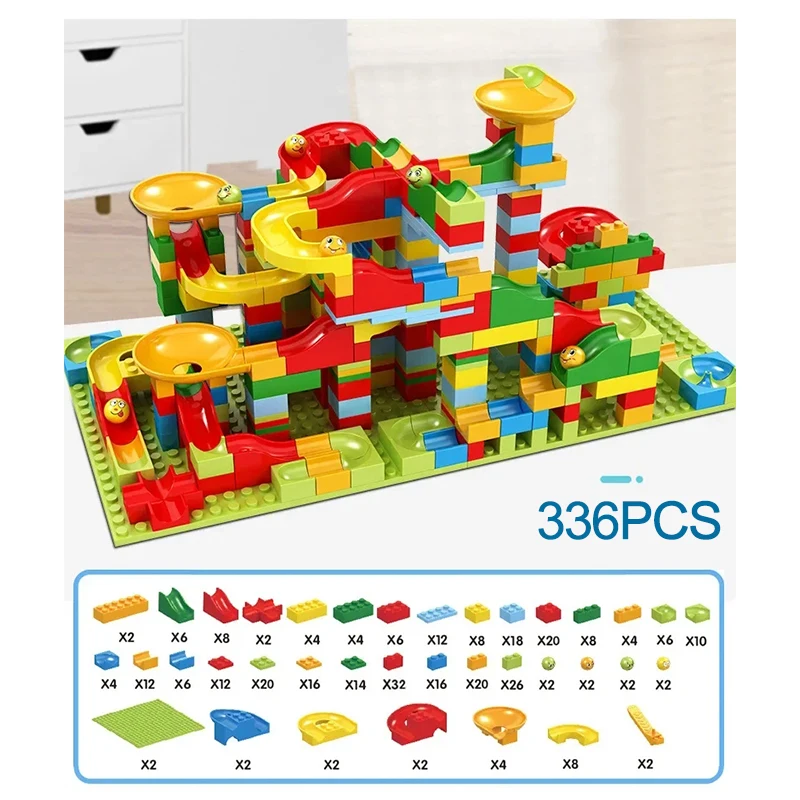 مكعبات بناء لمسار كرة المتاهة للأطفال ، مكعبات ركض سباق رخامية ، قمع بلاستيكي ، تجميع منزلق ، طوب تصنعه بنفسك ، هدية عيد الميلاد ، من من من من من من من من من من من من من من الخارج #2