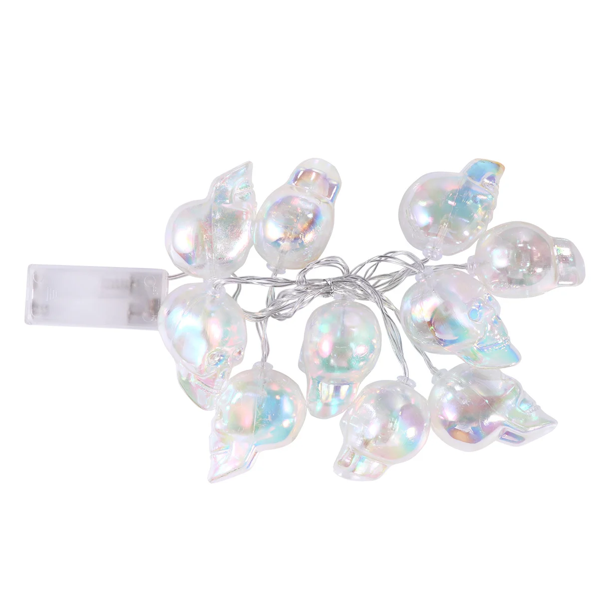 سلسلة ضوء على شكل رأس جمجمة الهالوين، تصميم منحوت شفاف، الاستخدام المتكرر، مثالية لحفلات الحديقة ذات الغلاف الجوي المخيف #3