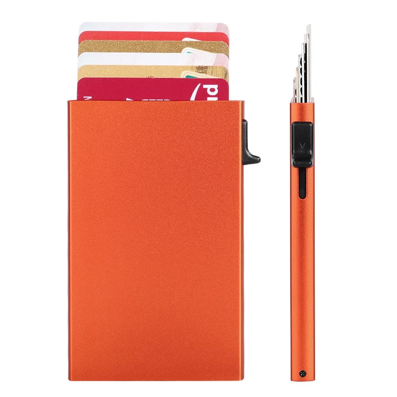 Aluminum Alloy Metal Card Holder Automatic Pop Up Wallet Slim Credit Card Case RFID Blocking Card Organizer Pocket Money Clip