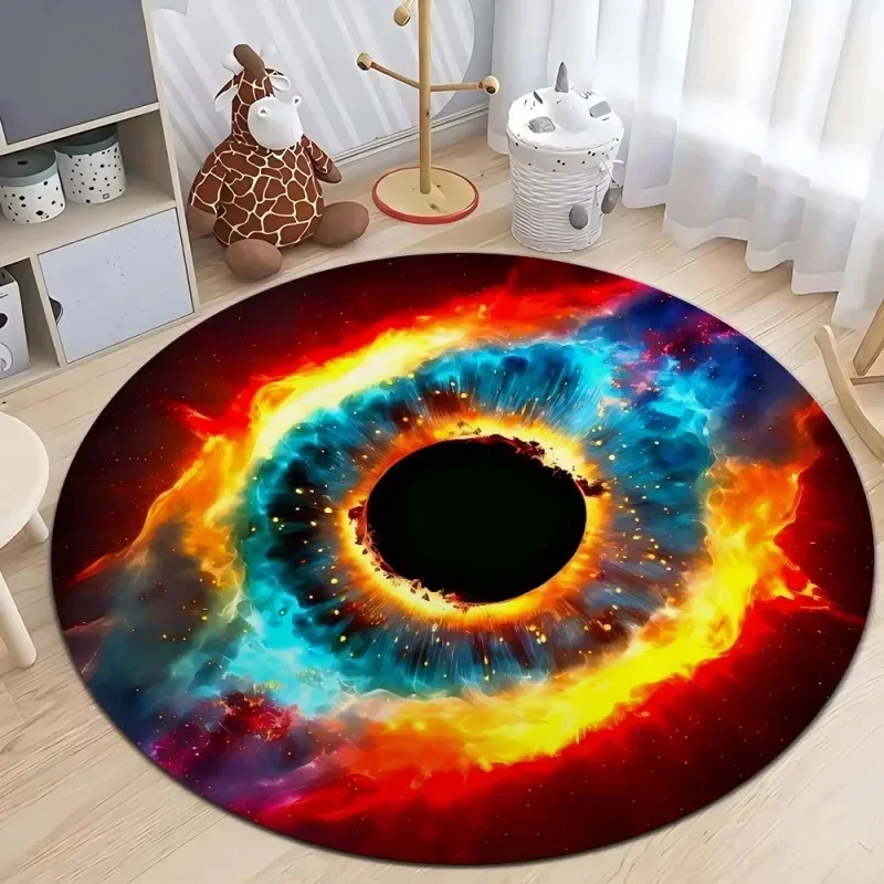 Vibrant Galaxy Nebula Round Bath Mat for Bathroom Floor Decor Cosmic Art Style Soft Comfort Area Rug