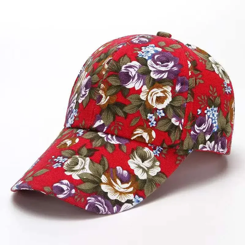 Casual Sport Caps Fashion Hats Sunscreen Baseball Rose Floral Print Cap for Women Golfhat Beach Floral Peaked Flower Tide Sunhat