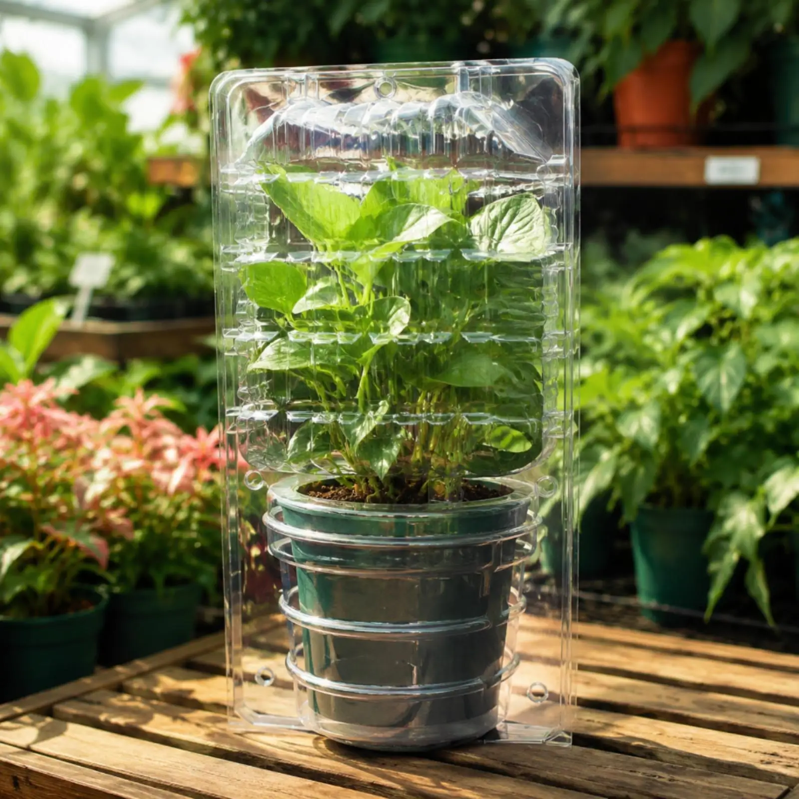 10 Pieces Clear PVC Plant Packaging Box Guard Plant Display Packaging with Ribbed Walls Transparent for Garden Centers, Florists