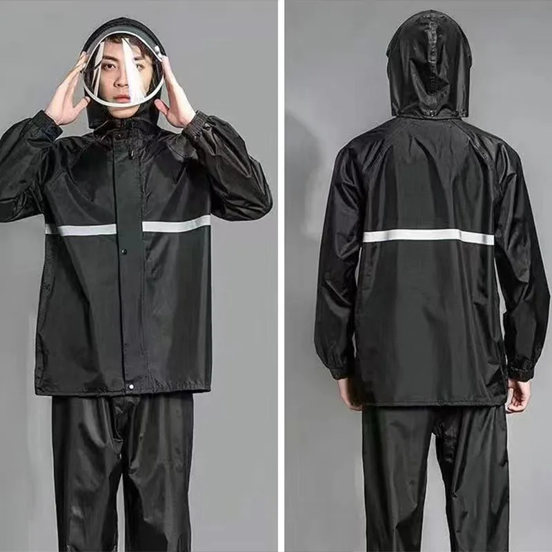 

New waterproof raincoat and rain pants set, outdoor fishing and hunting suit, motorcycle riding, camping and hiking split set