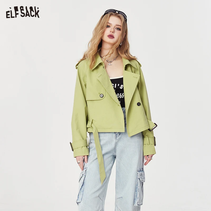 Imagem -03 - Elfsack-cabolsa Windbreak Estilo Casual Feminino Versátil Solto com Renda Cabolsa Cropped da Garota Legal Novo Primavera 2023