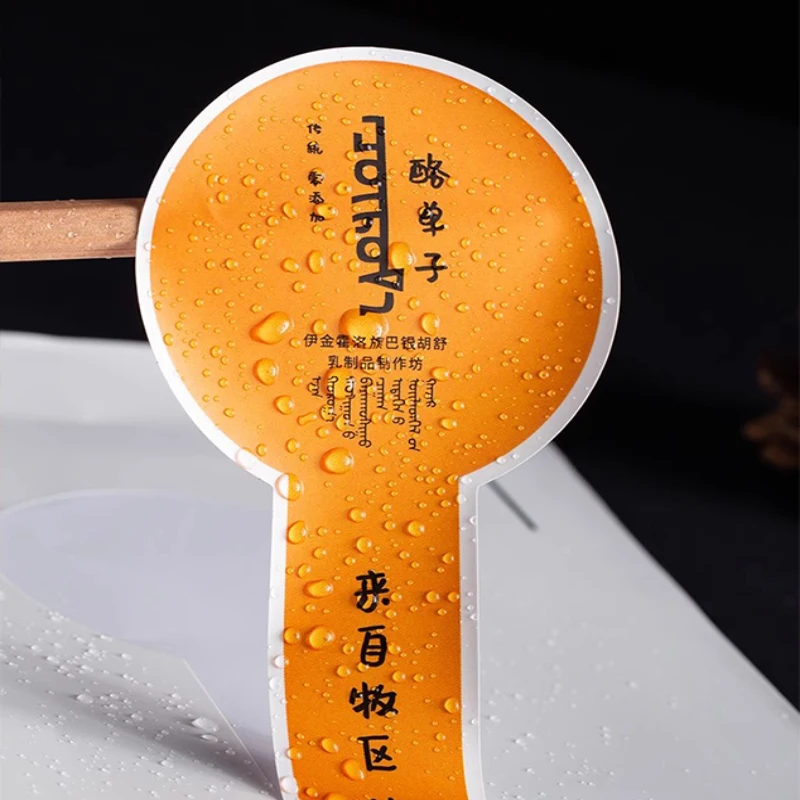 customized LOGO sticker waterproof die-cut packaging label transparent plastic mate glossy plating self-adhesive laminate shape