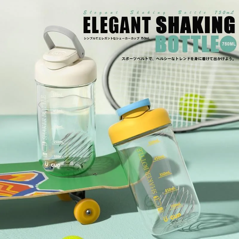 Portable Fitness Sports Water Cup Men Women Plastic Shaking Cup with Scale Anti-Fall Cup Student New Style Japanese Style