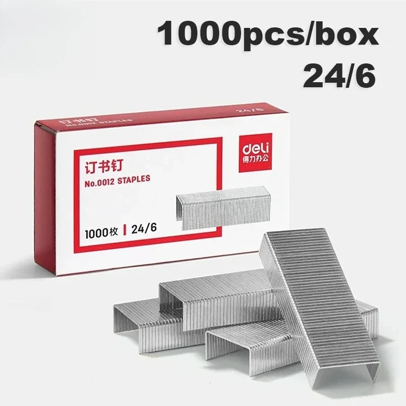 1000Pcs/Box Standard 24/6 Staples, Silver Metal Stapler Refills, Office School Home Binding Supplies