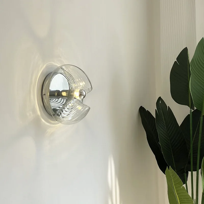German Designer Vintage Glass Wall Lamps Retro Hallway Bauhaus Wavy Pattern Personalized Restaurant Bedroom Bedsides LED Sconces