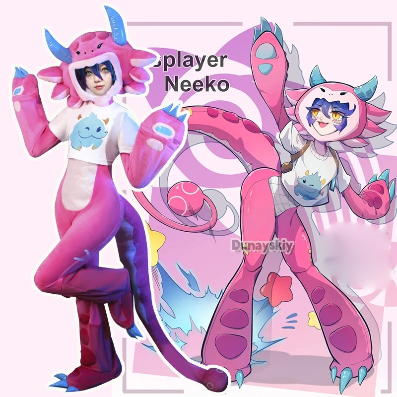 

Neeko LOL Cosplays Cosplay Costume Game the Curious Chameleon Neeko Pink Suit (S-2XL)Halloween Costumes Women