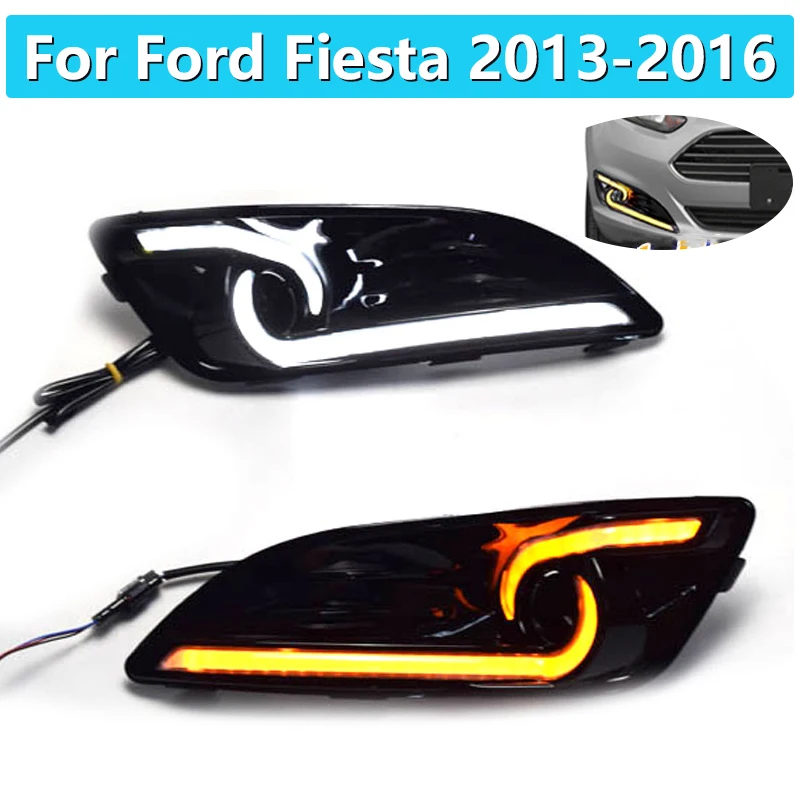 1 Pair For Ford Fiesta 2013 2014 2015 2016 Left Right DRL Daytime Running Lights Fog Head Lamp Cover Car Styling White Daylight