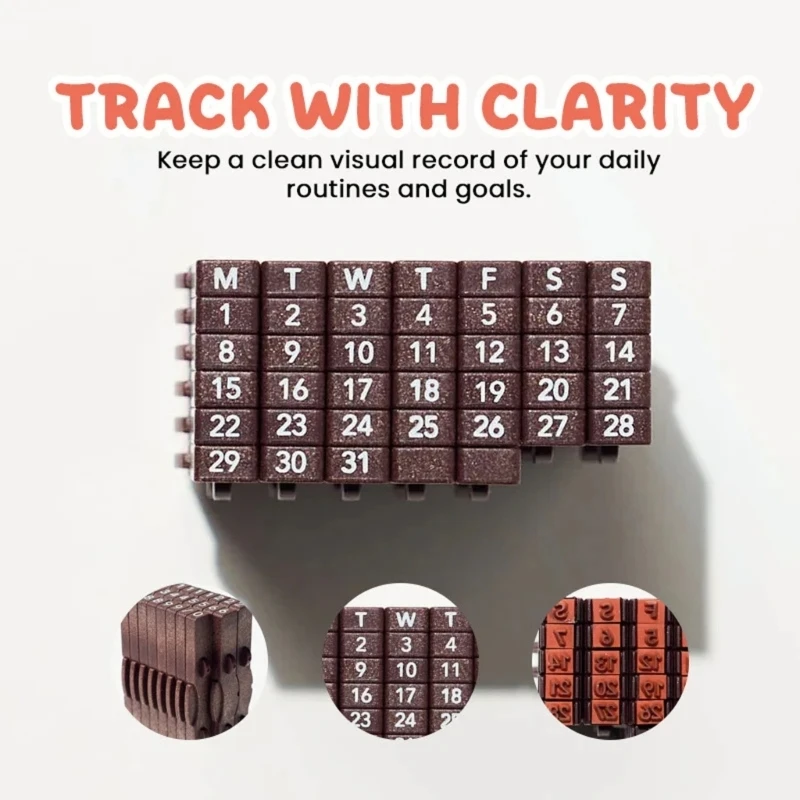 Y5LB Adjustable Rolling Calendar Stamp With Deep Impressions Great For Desk Organization Handcraft Projects Office Supplies