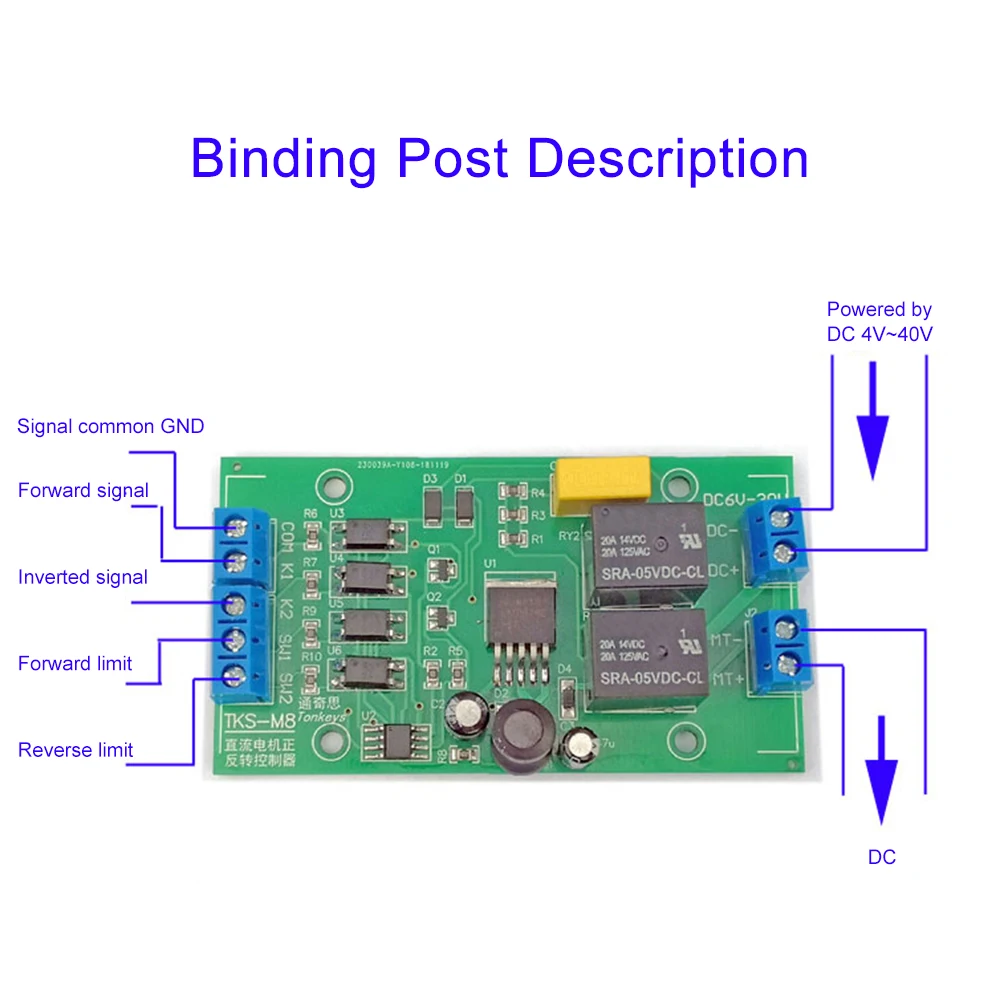 DC 6V 12V 24V DC Motor Forward and Reverse Controller 20A High Current with Limit Relay Driver Lifting Control Board