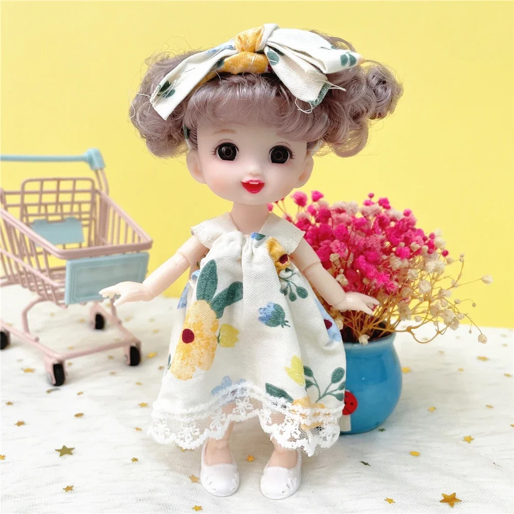 16cm Lovely BJD Doll Figure with Clothes and Shoes Movable 13 Joints Sweet Princess Face Lolita Girl Gift Kid  Toy