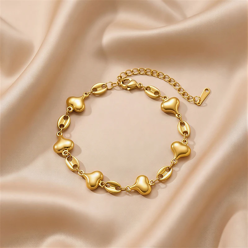 100% Stainless Steel 2026 New Fashion Exquisite Jewelry Love Style Hollow Spliced Heart-shaped Shape Women Charm Chain Bracelet