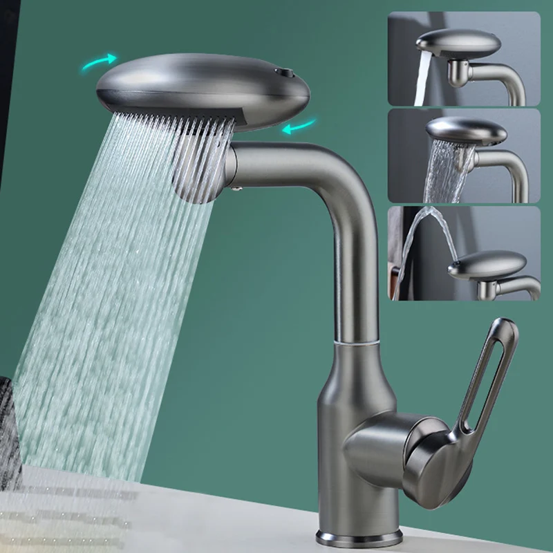 Bathroom Universal Rain Waterfall Hot and Cold Four-speed Faucet Kitchen Multifunctional Home Bathroom Wash Basin Faucet