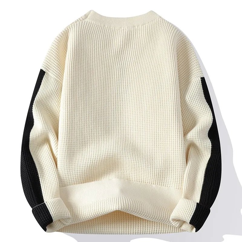 เสื้อไหมพรมถักทรงหลวม สไตล์ลำลอง สำหรับฤดูใบไม้ร่วงและฤดูหนาว เสื้อเบสเลเยอร์ เสื้อไหมพรมผู้ชาย แฟชั่น สวมใส่สบาย อุ่น แขนยาว