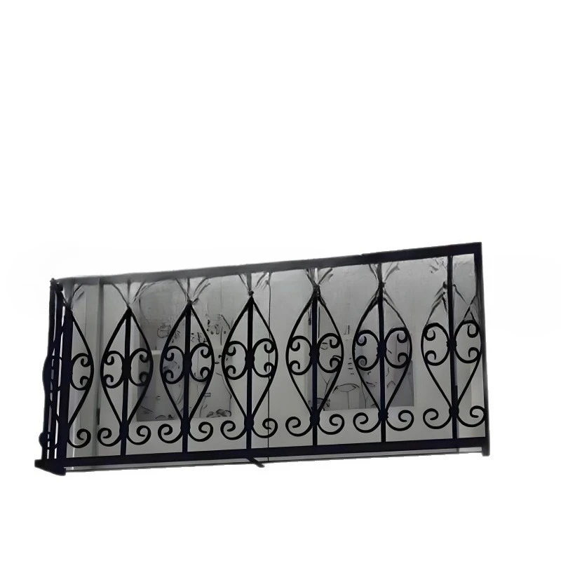 Villa curved outer expansion wrought iron balcony railing European classical forged terrace guardrail