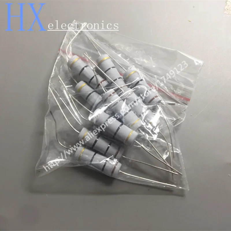 10PCS 5W Carbon Film Resistor 5% 1R 10R 100R 1K 10K 100K 1M 2.2R 47R 4.7K