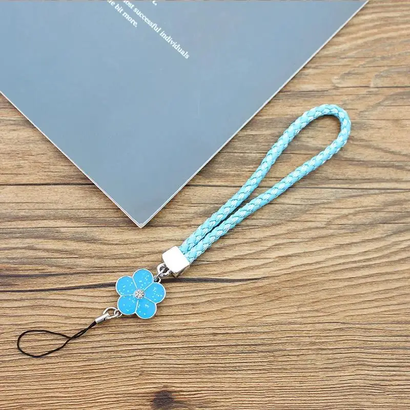 Solid Color Phone Wrist Strap, Colorful Flower Lanyard