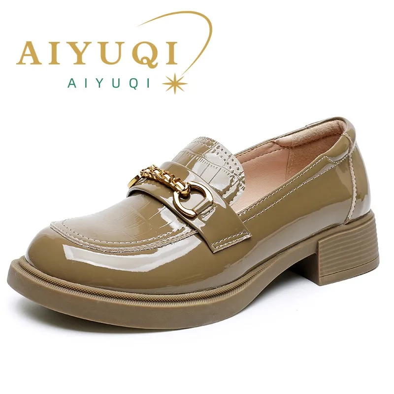 AIYUQI Loafers Women Shoes 2024 New Genuine Leather British Style Ladies Shoes Slip On Large Size Women\'s Shoes