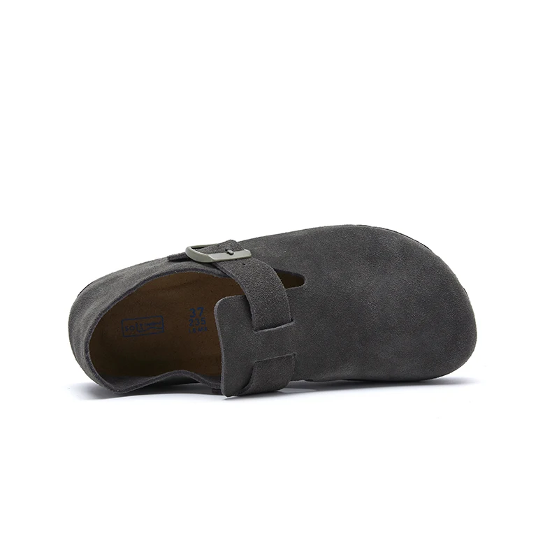 New Women Flats Real Cow Leather Cork Footbed Slippers Moccasins Potato Shoes with Arch Support New London Clogs for Girls