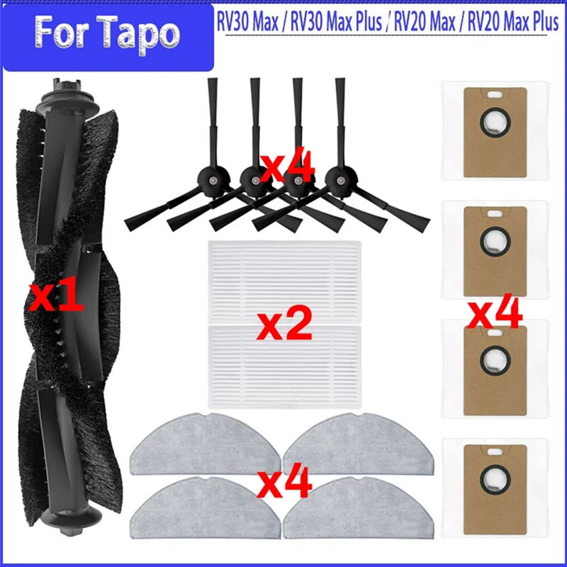【Penjualan Baru!】untuk TP-Link Tapo RV20 Max Plus/RV20 Max/RV30 Max Plus/RV30 Max Aksesori Vakum Robot Filter Sikat Samping Rol Mo