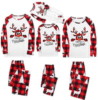New Family Christmas Costume Long Sleeved Patchwork Printed Elk Two Piece Set Theme Party for Father Mother Kids Outfits