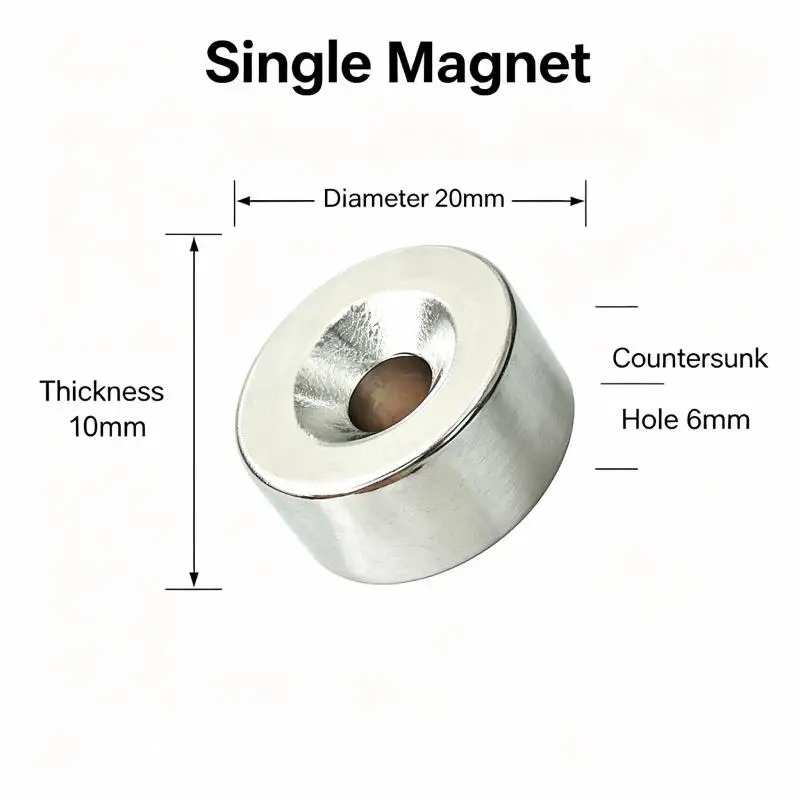 20x10‑6mm N35 Countersunk Hole Neodymium Magnet Round Permanent Magnet Industrial Hardware Fridge DIY Craft Model Building