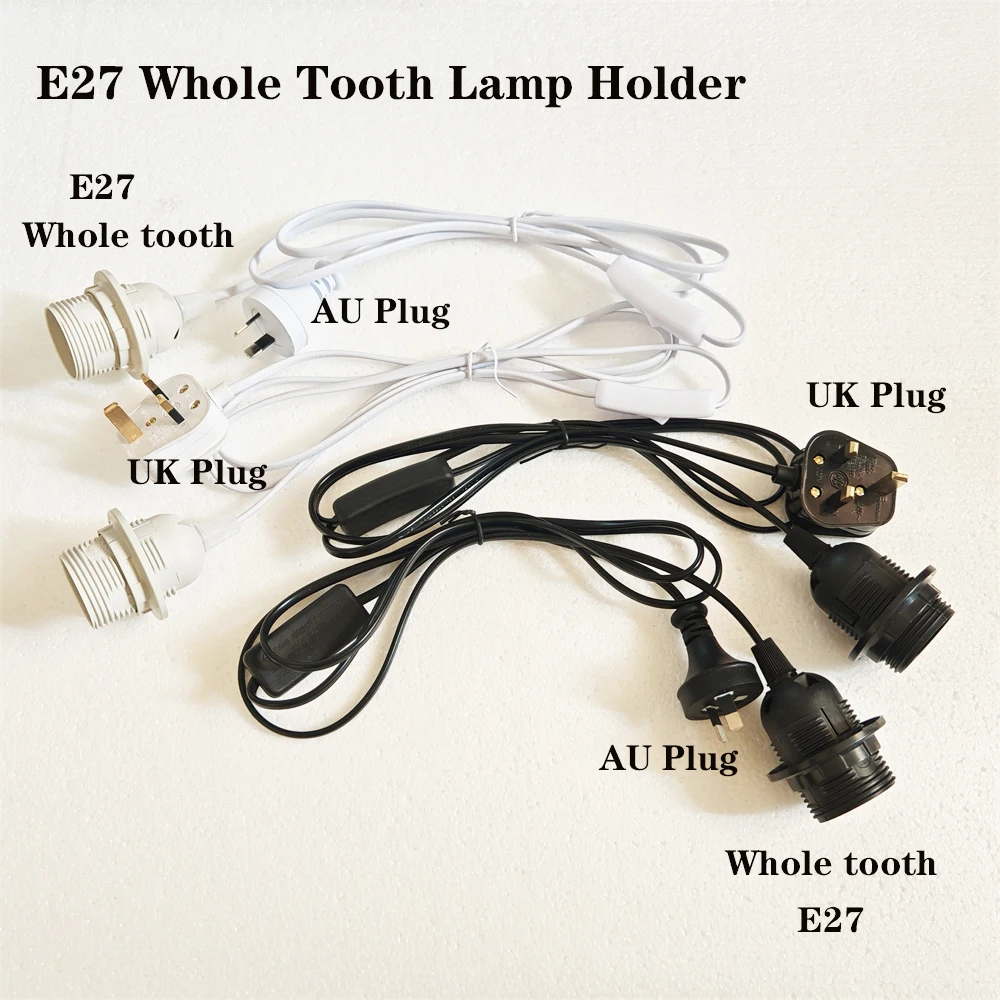 DIY E27 Lamp Holder 1.8m AU/UK Plug Power Cord Lamp Base Socket LED Pendant Light Head With 303 Switch Extent Cable
