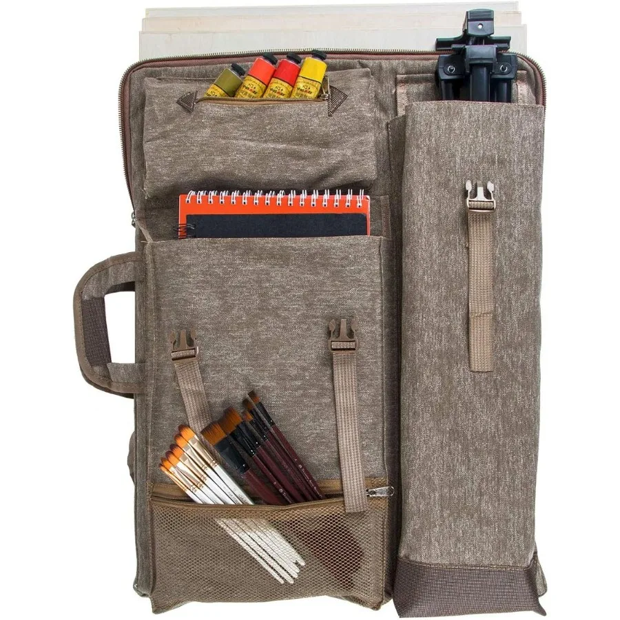 Mochila grande con portafolio de arte en lienzo de 26 x 19,5 para artistas, solución de almacenamiento duradera para cuadernos de bocetos, pinturas y dibujar S