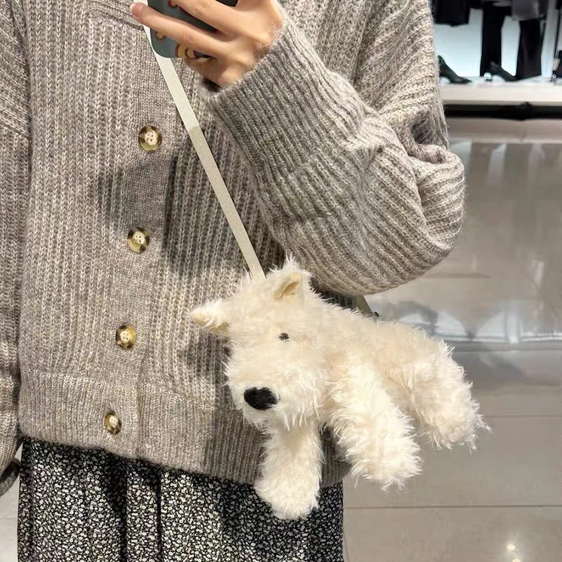 Cute Soft Plush Children's Bag Cartoon Dog Baby Girls Crossbody Bags Winter Fashion Boys Girls Kids Furry Handbags Coin Purse