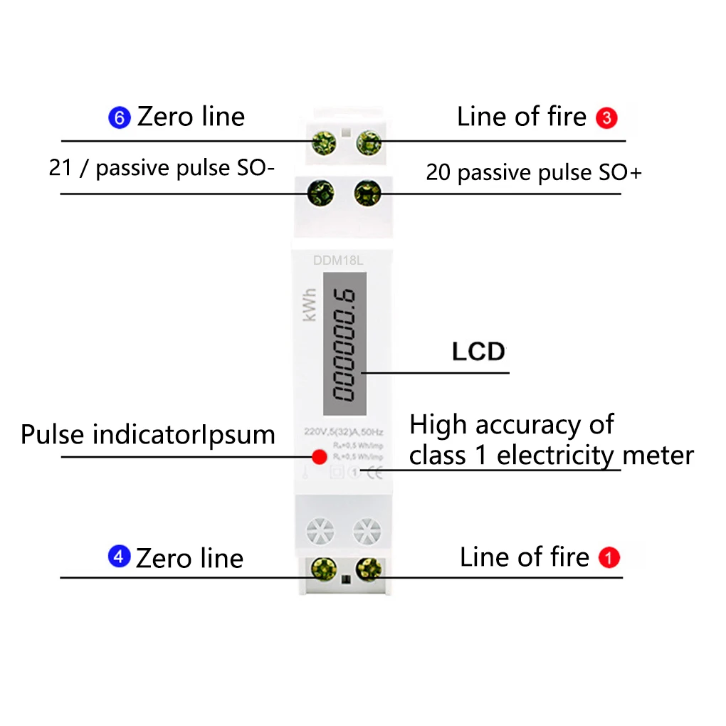 Watt Hour LCD Display Din Rail Digital Energy Meter Electric Measurement with Backlight Clearly Voltage Repair Tools