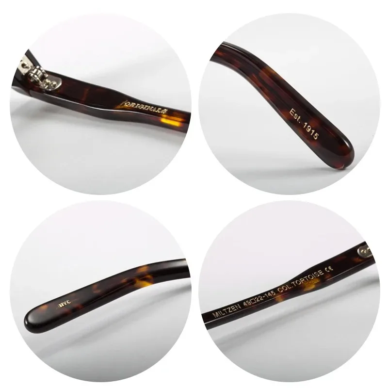 Runde Vintage-Acetat-Brille im Johnny-Depp-Lemtosh-Stil für Herren und Damen, Computerbrille, Luxusmarken-Brillengestell – Detail 23