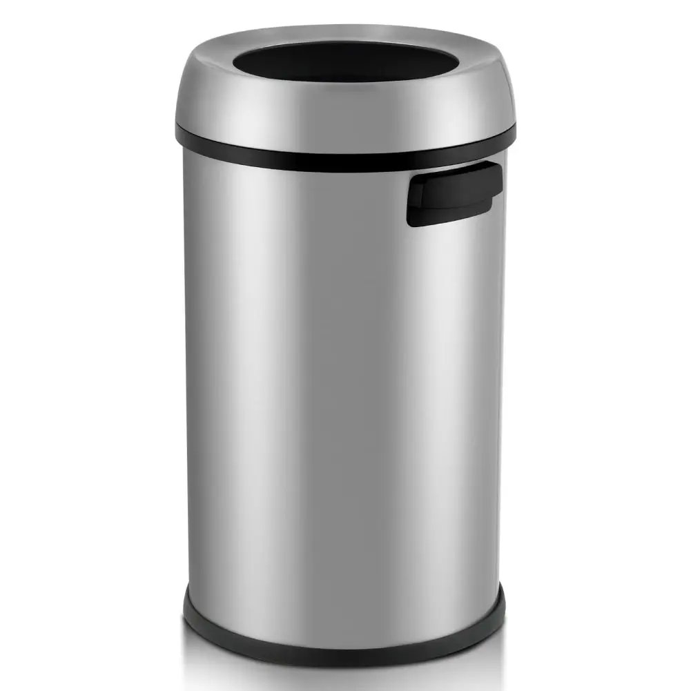 

Open Top Trash Can 65L / 17Gal Commercial Grade Heavy Duty Brushed Stainless Steel for Outdoor | Kitchen Waste Bins Home