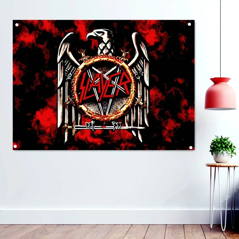 Death Metal Artist Flags Vintage Decorative Banners Bloody Horror Art Skull Tapestry Rock Band Poster Wall Hanging Cloth  D4