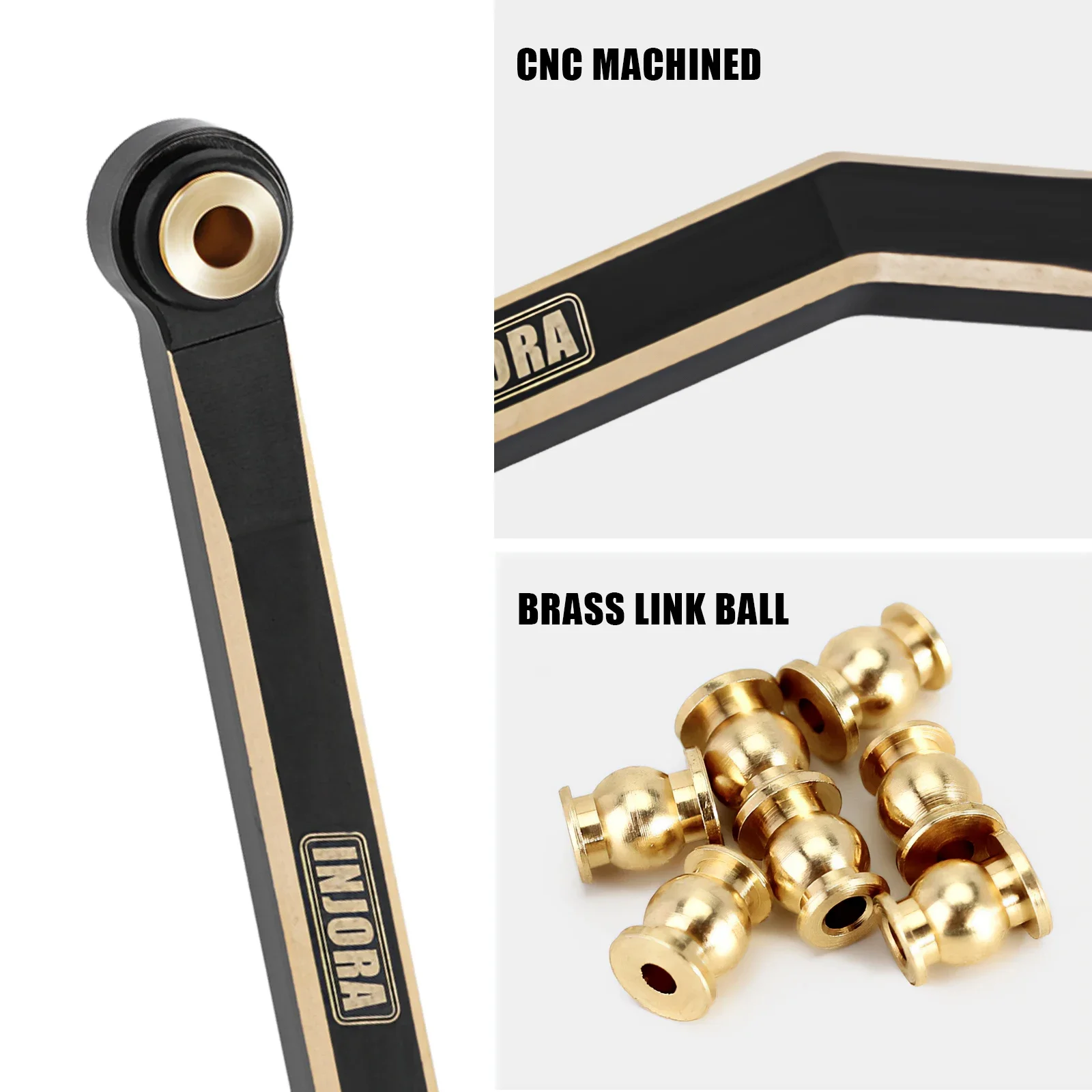 INJORA Black Coating 39g Heavy Brass High Clearance Chassis Links for 1/24 RC Crawler Car FMS FCX24 Upgrade (FCX24-04)