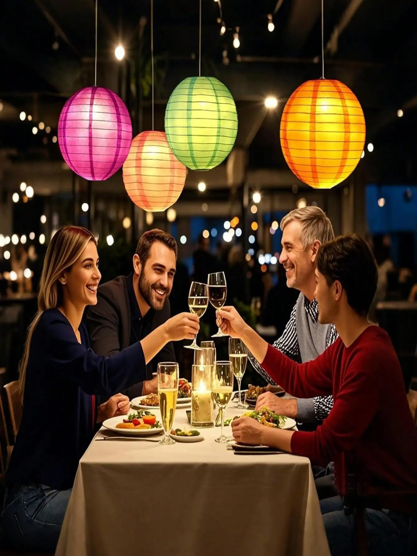 6 Pcs Jelly Fish Paper Lanterns, Pink Green Blue, for Mermaid Sea Theme Party & Event Decor