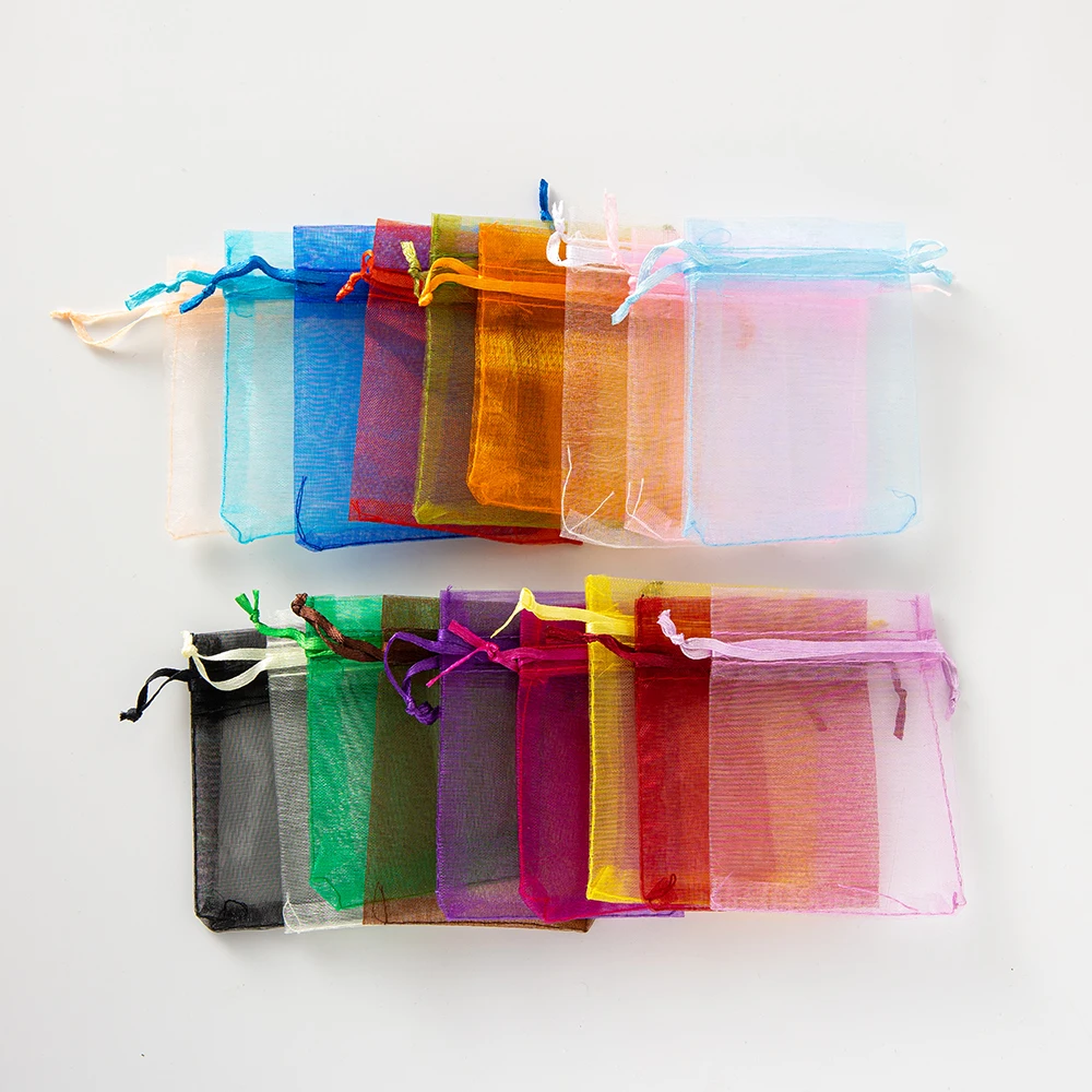 50pcs Organza Drawstring Bag For Candy Gift Products Jewelry Material Organizer Storage Packing Pouch Accesories Small Bussiness